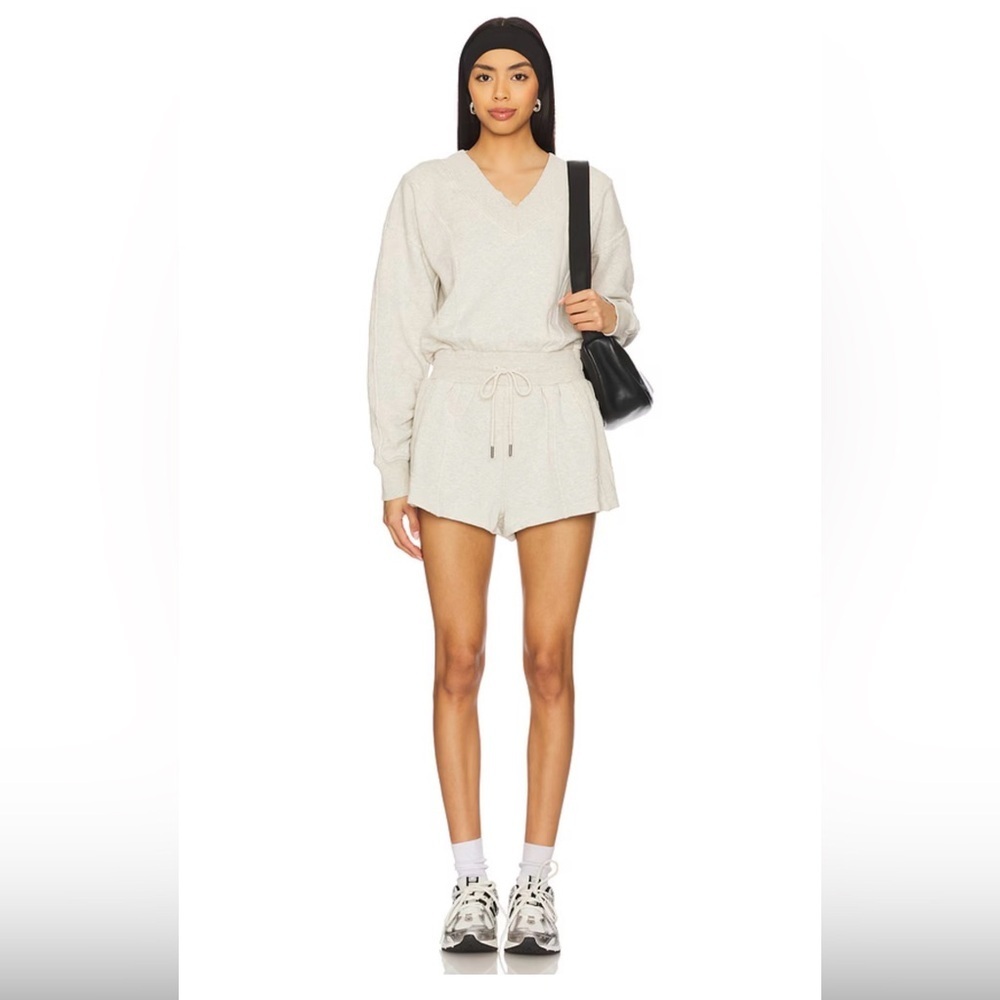 Free People Movement Intercept Romper Heather Gray Cozy Athleisure Lounge | NWT